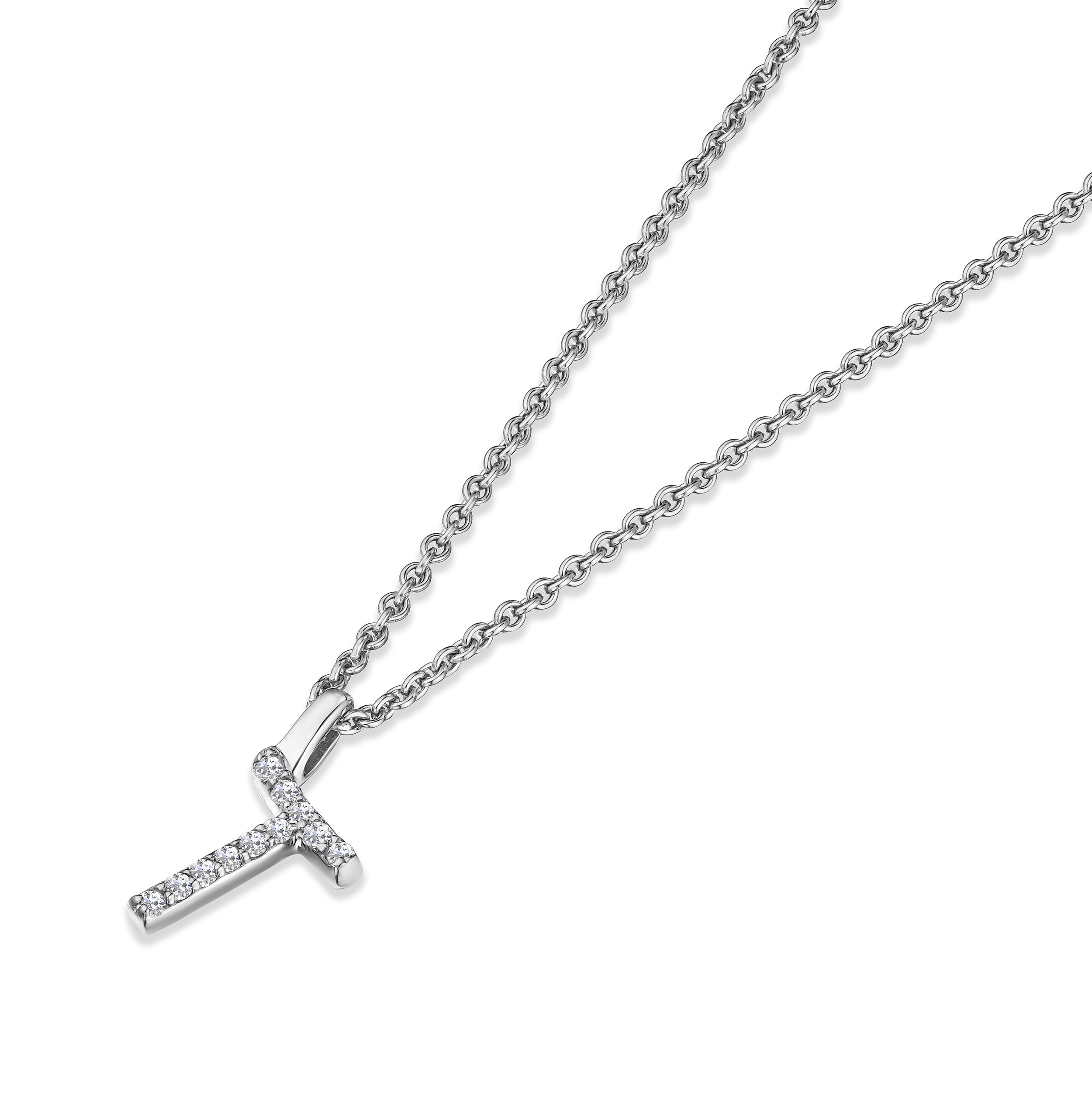 Love Letter Initial T Lab Diamond Necklace set in 9K White Gold